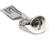 New DAVID YURMAN Pave Initial Letter J Pinky Ring in Diamond & Silver Size 5