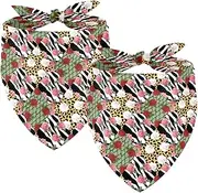 2 Pack Owner and Dog Bandana Set, Pet's Mom/Dad Bandana or Scarf Set, Family Matching Bandanas, Patchwork Piecine Quilting Zebra Pattern Flower