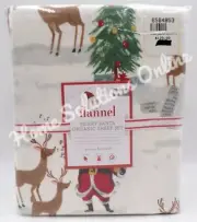 Pottery Barn Kids Organic Flannel Jolly Santa Sheet Set Queen Multi White #P512