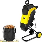Electric Garden Shredder, 2500W Wood Chipper with 50L Collection Bag, Reversible Steel Blades, Large Funnel Opening, Safety Shut-Off, Garden Mulcher for Leaves and Branches