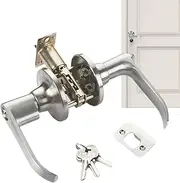 [Generic] Door Lock with Key - Three-Post Lock,Door Handle Lock Set Ball Door Knobs with Lock and Key for Interior Bathroom Bathrooms