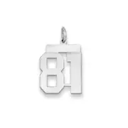 14k White Gold WG Medium Polished Number 81 Charm