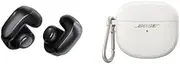 Bose Ultra Open Earbuds (Black) with Bose Wireless Charging Case Cover (White Smoke)