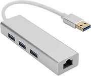 ASHATA Richer-R USB to RJ45 Adapter,DM-HE84 Gigabit USB Ethernet Adapter + 3.0 HUB 1000M Wired Network Card USB to RJ45 Drive,USB 3.0 Ethernet Adapter with 1000M RJ-45 + USB3.0 HUB