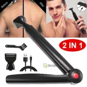 2IN1 Men Electric Back Shaver Groomer Body Facial Razor Trimmer USB Rechargeable