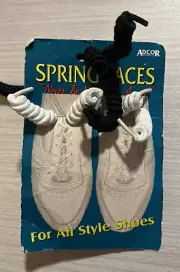 Vintage Adcor Spring Laces Shoelaces White Black No Tie Laces with Extra Lace