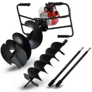 BAUMR-AG Petrol Post Hole Digger, 2 Man Handle, 200mm Double Helix +300mm Earth