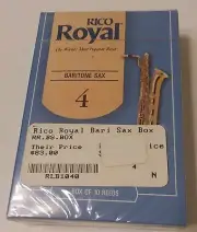 (L13f,g) Rico Royal Baritone Saxophone Reeds, #4, Pack of 10, NEW IN BOX