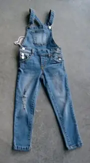 MINTI Girls ADJUSTABLE BIB & BRACE BLUE Denim Overalls Sz 2 NEW WITH TAGS