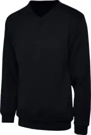 Boys Girls Plain School Uniform Fleece Lined Sweatshirt Pull Over V-Neck Jumper