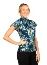 NEW SIZING!! Kastel Denmark UV Shirt -BLUE BOTANICAL - FLUTTER SLEEVE