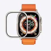 Screen Protector for Apple Watch Ultra ultra2 49mm, Tempered Glass Screen Film with Metal Bezel for iwatch Ultra ultra2 49mm, Bubble Free Scratch Resistant HD Screen Foil for Apple Watch Ultra ultra2 49mm Accessories