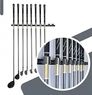 Generic 10 Golf Club Holders on 24" Aluminum Rack, Wall Display, Wall Hanger, Organizer (Club Head Up, Black)
