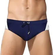 [Ausing] Men's Swimming Trunks Briefs Low Waist Drawstring Swim Briefs Summer Bikini Bottoms Elastic Quick Dry Swimsuit Sexy Swim Shorts Casual Beach Swimming Trunks Swimming Underwear for Man S-XL