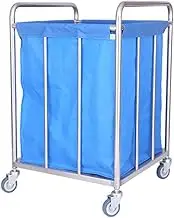 Home Trolley On Wheels Hotel Lobby Laundry Sorting Trolley with Removable Cover Blue Room Service Laundry Trolley with Universal Brake Wheel 50X50X90Cm