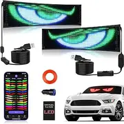 KJOY 2PCS Devil Eyes LED Light for Cars, 15''x4''Flexible Scrolling LED Display for Car Window,Bluetooth App Control,Dynamic Personalized Big Eye Lights for Car Windshield
