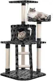 i.Pet Cat Tree Large Cats Tower Ultimate Scratching Post, 120cm Height Pet Scratcher Cardboard Posts Indoor Kittens Wooden Play House Towers and Trees Corner Toys, with Plush Cover Condo Toy Ladder