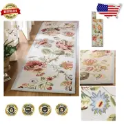 Elegant Hand-Hooked Wool Runner Rug - 2'6" x 12' in Light Blue Floral Design