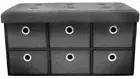 Sorbus Collapsible Storage Bench Chest with Drawers(Faux Linen - Gray)