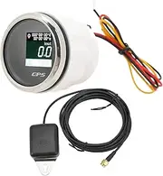 Gearwell GPS Speedometer, 52mm Odometer Gauge, LCD Display for RV Marine Boat Yacht, DC 9‑32V Mileage Meter (黒いパネルシルバーカバー)