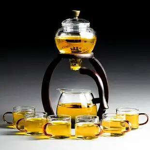 唐豐玻璃宮燈自動茶具小套家用懶人透明泡茶器辦公會客茶壺茶杯M