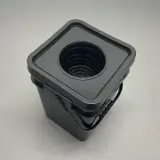 Hydroponic DWC 5 Gallon Square Bucket with Cover and 6" Net Pot - 5 Pack