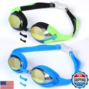 EcoNour Kids Swim Goggles 2 Pack – Green and Blue – Anti-Fog, Waterproof, Ant