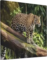 Canvas Wall Art for Living Room Wall Decor Modern Artwork Painting Pictures Hanging Canvas Prints Leopard on Tree Trunk Waterfall Aesthetic Wall Art for Bedroom Bathroom Office Wall Art Decor 12"x12"