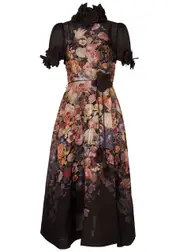 Zimmermann Luminosity Liftoff Floral-print Linen-blend Dress - Black - 4 (UK 16 / XL) 4 (UK 16 / XL)