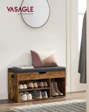 VASAGLE Shoe Cabinet Bench Shoes Organiser Storage Rack Cupboard Rustic Brown