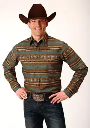 New! Men's Roper Clay AZTEC PRINT WESTERN SHIRT w/ Snaps Size M L XL 2XL 3XL