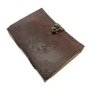 Fleur de Lis Leather Journal with Lock for Writing & Sketching - Blank Notebook