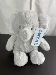 NEW Carters Gray Elephant Plush Soft Stuffed Animal Lovey White Ribbed Ears 10”