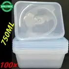 100X PLASTIC TAKE AWAY RECTANGLE FOOD SAFE CONTAINER CONTAINERS 750ML BPA FREE F