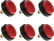 ECSiNG 6PCS Red Motorcycle Mini License Plate Reflector M5 Screw Mount Round Warning Reflector Tag Bolt for Motorcycle Bicycle Car Tractor Truck Boat