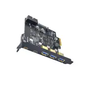 PCI-E USB3.0 2 Type-A Expansion Card 3 Type-C Adapter 19Pin For Windows 7/8/10