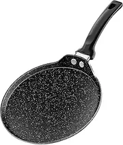 Innerwell Nonstick Crepe Pan, Comal Dosa Pan Tawa Griddle Pancake Pan, 10 Inch Tortilla Pan with Stay-Cool Handle, Induction Compatible, 100% PFOA Free, Black