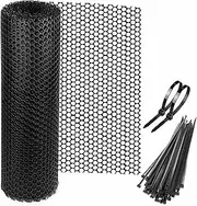 15.7 in x 19.7 FT Plastic Chicken Wire Fencing,Comes with 20 Twist Ties, Black Chicken Wire mesh,Poultry Netting,Poultry Fence,Chicken Wire for Crafts,Plastic Garden Fencing,Floral Chicken Wire