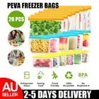 NEW PEVA Silicone Food Storage Bags Reusable Zip Lock Pouch Fresh Sealer 20PCS