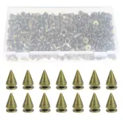 HELIFOUNER 200 Pieces 7mm x 9.5mm Bronze Color Bullet Cone Spikes and Screw B...