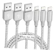 iPhone Charger 3 Pack 10 ft Apple MFi Certified Lightning Nylon Braided Cable