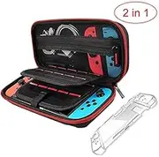 Nintendo Switch case , CYDHH Portable Carry Cases Storage with 20 Game Cartridges Hard Shell Pouch for Nintendo Switch Console Accessories , Switch Travel Case Black Red