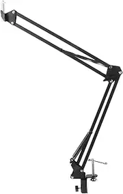 GARVALON Adjustable Scissor Arm Stand Web Camera Clamp Holder for Live Streaming for Home and
