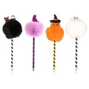 6 Pcs Halloween Pen Signature Pen 0.7mm Pompoms Ballpoint Pen Smooth Writing Pen
