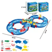 Catzon Kids Water Table Toy 50Pcs DIY Mini Water Park Building Blocks Toy on Table or Lawn with 2 Boats Summer Outdoor Water Games 5005