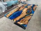 Blue Wavy Epoxy Table | Natural Wood Epoxy Resin table | River Resin Table tops