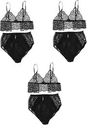 [SAFIGLE] Sets Seamless Underwear Women Lace and Panty Set Honeymoon Elegant Underwear Lady Bikini Female Lace Clothes Comfortable Breathable Black
