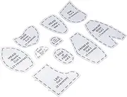 10pcs Bear Template Ruler Set, Adorable Precise DIY Doll Acrylic Quilting Tools, Reusable Bear Sewing Pattern Set for Quilting Animals Stuffed Cat Dog (S 10inch)
