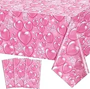 Peryiter 3 Pack 2000s Tablecloth Decorations Y2k Party Decarations Pink Table Cover Plastic Heart Butterfly Disposable Rectangle Valentines Tablecloth for Wedding Birthday Party Supplies 54 x 108 Inch