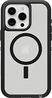 OtterBox iPhone 15 Pro MAX (Only) Defender Series XT Clear Case - Dark Side (Black/Clear), screenless, Rugged, Snaps to MagSafe, Lanyard Attachment